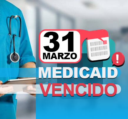 Imagen con una fecha de 31 de marzo indicando que se venció el seguro médico de medicaid